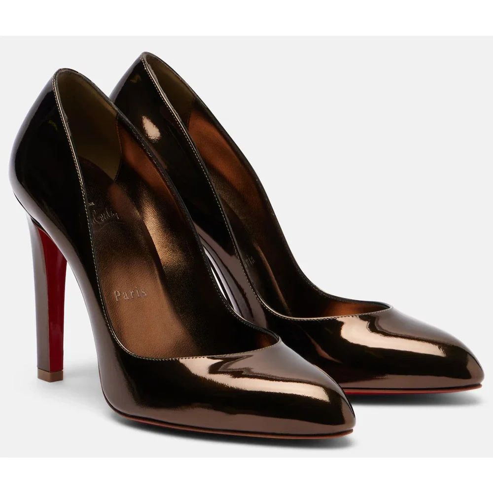 Christian Louboutin Fannylove 100 Bronzo Brown Metallic Leather Heel Pump 40.5